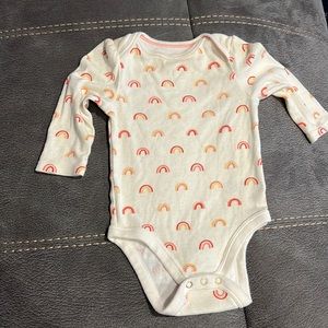 Carters baby girl long sleeve onesie ivory with rain bows. Size 3-6months